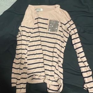 Blush pink & black striped.